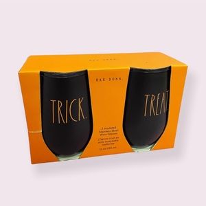 Rae Dunn Trick or Treat Black Wine Tumblers 2 Cups